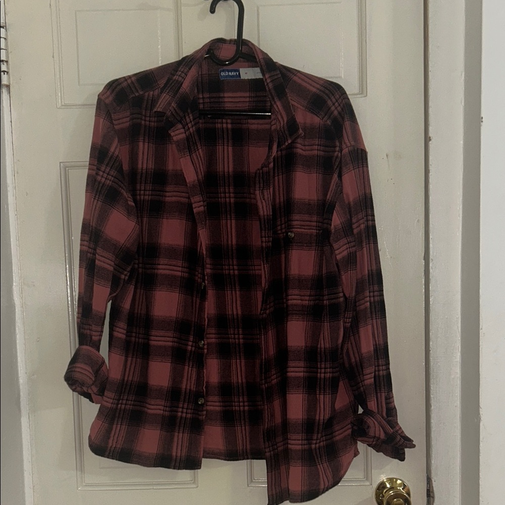 Old Navy Red and Black Plaid Shirt